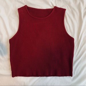 Red ribbed crop top